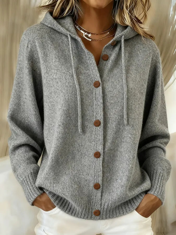 Begoña | Hooded Knit Cardigan with Buttons