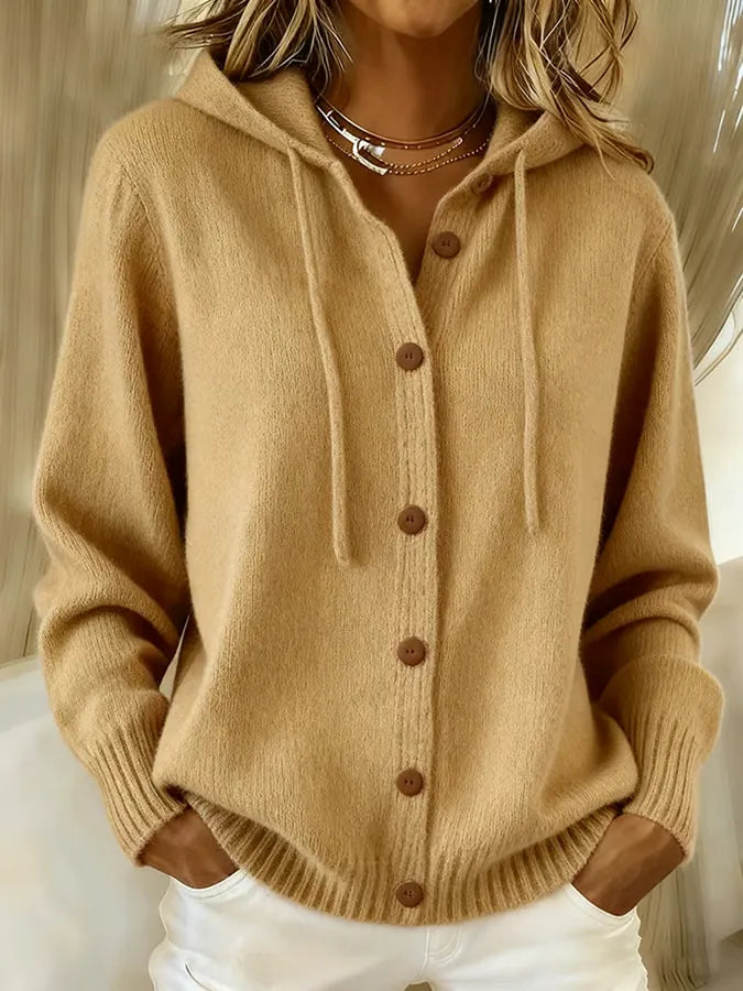 Begoña | Hooded Knit Cardigan with Buttons