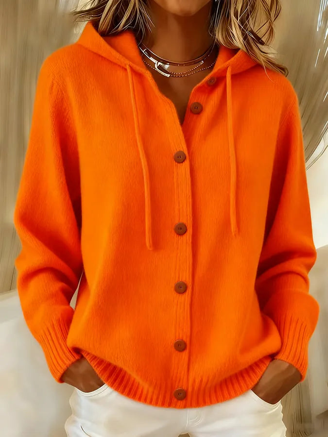Begoña | Hooded Knit Cardigan with Buttons