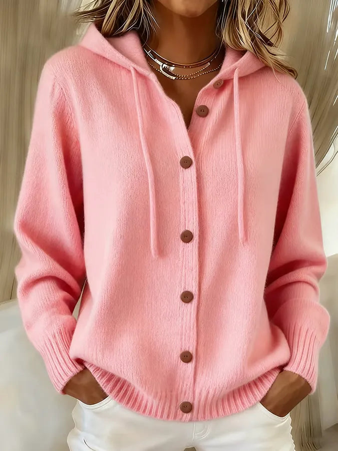Begoña | Hooded Knit Cardigan with Buttons