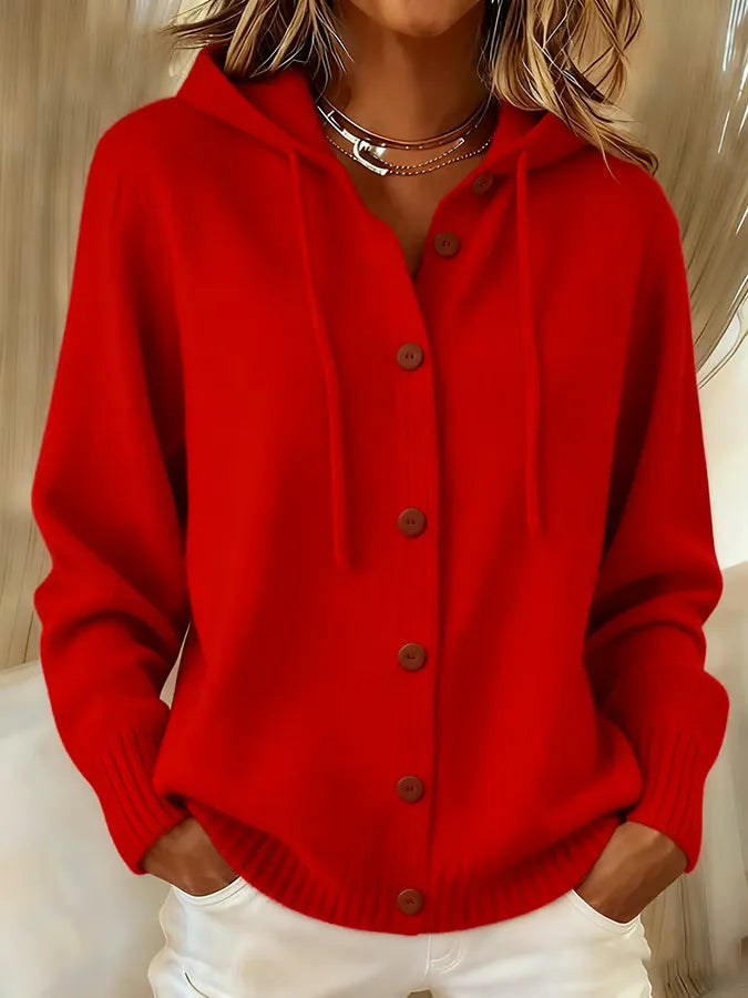 Begoña | Hooded Knit Cardigan with Buttons