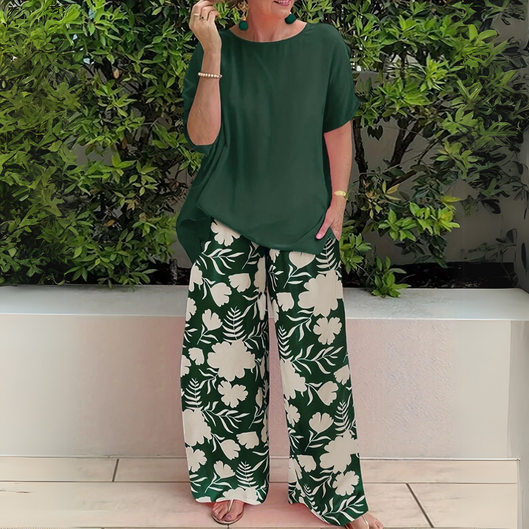 Short Sleeve Top and Trouser Two-Piece Set