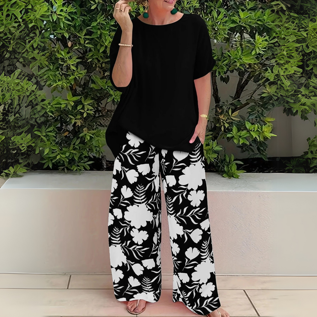 Short Sleeve Top and Trouser Two-Piece Set
