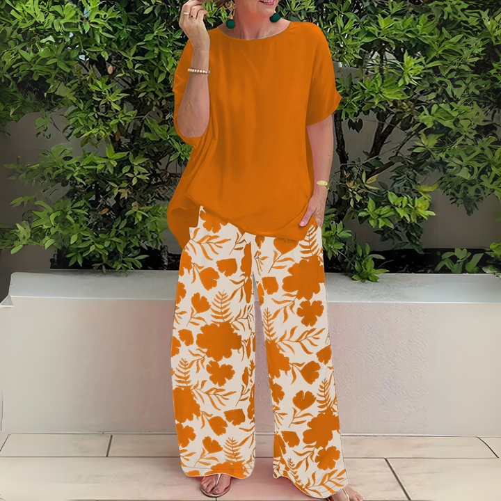 Short Sleeve Top and Trouser Two-Piece Set