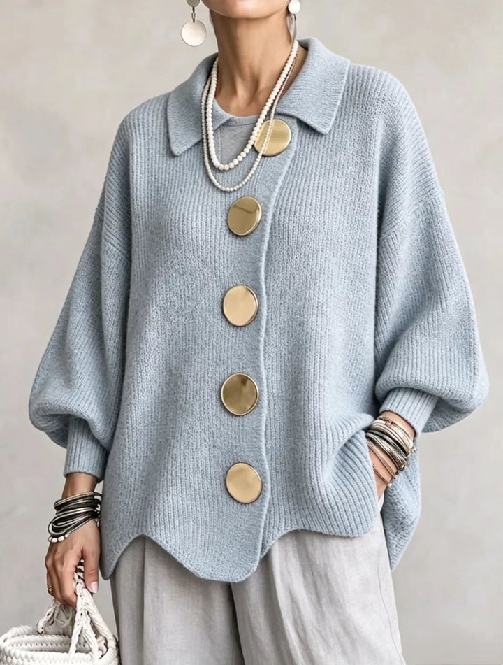 Victoire | Oversized Cardigan with Large Golden Buttons