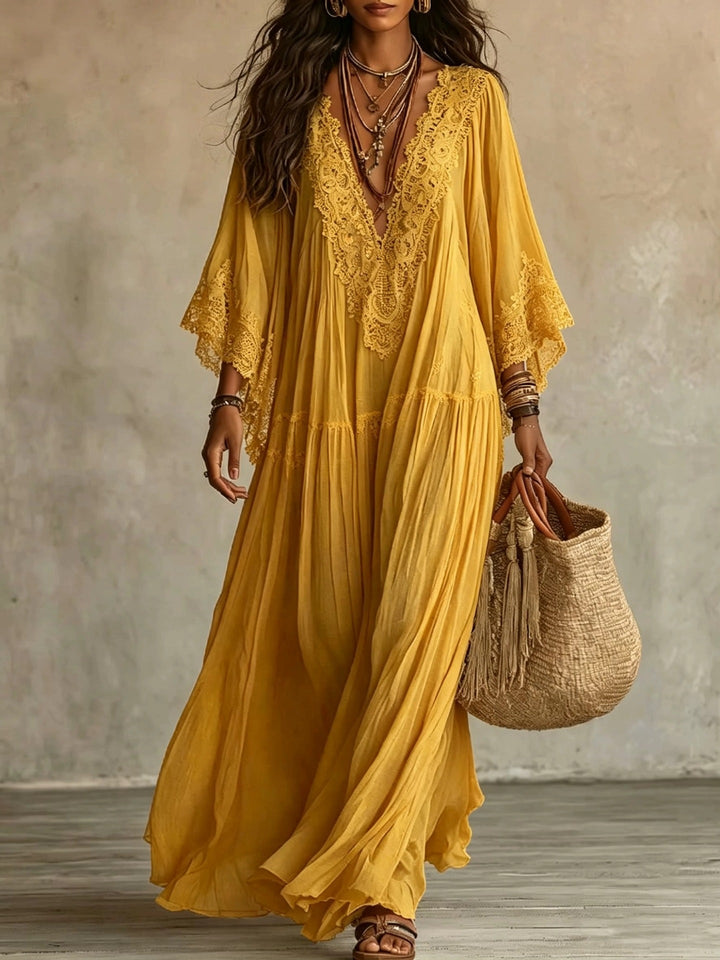 MOREAU LYON | MAXI DRESS WITH LACE FOR WOMEN
