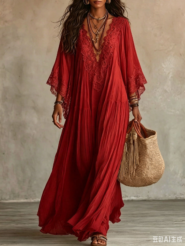 MOREAU LYON | MAXI DRESS WITH LACE FOR WOMEN