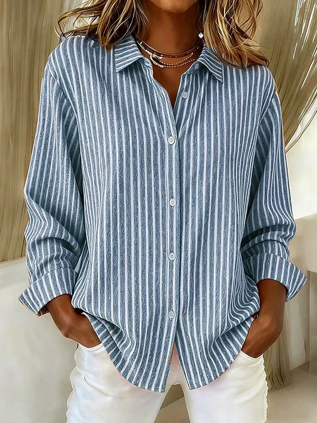 Jimena | Striped Button-Up Blouse