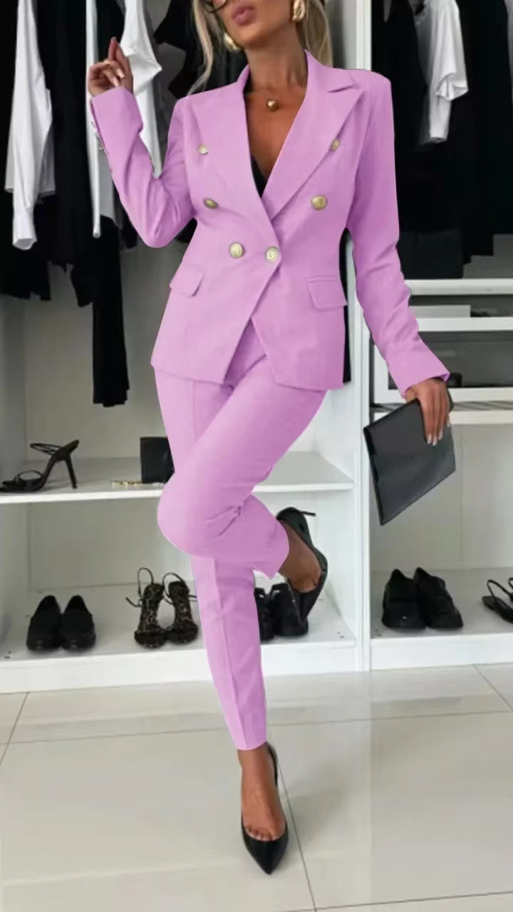 Irene | Two Piece Suit Set with Double Breasted Blazer and Tailored Trouser