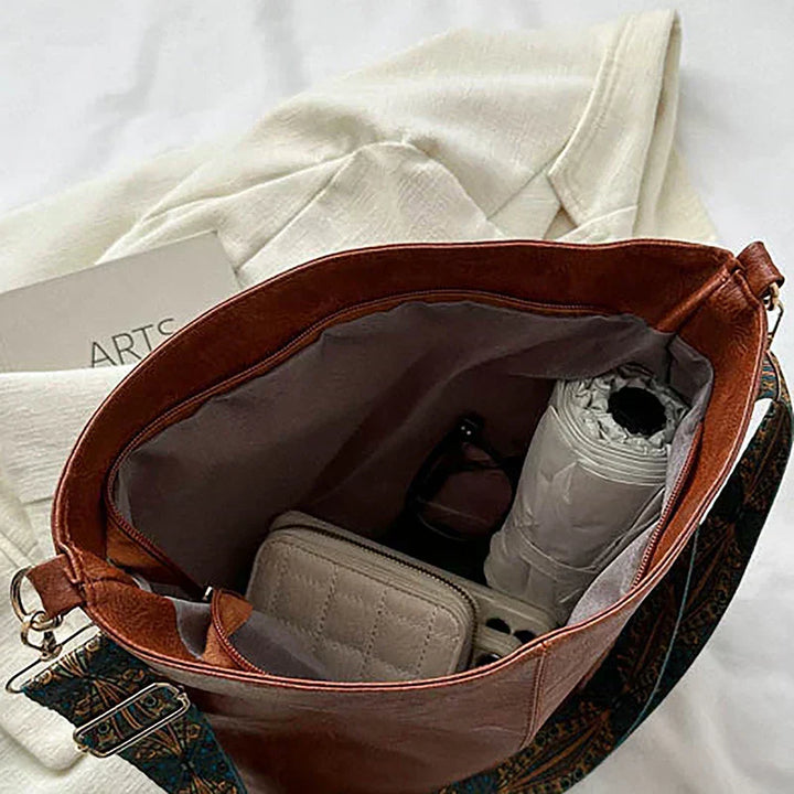 Embjørg | Classic Shoulder Bag with Adjustable Patterned Strap