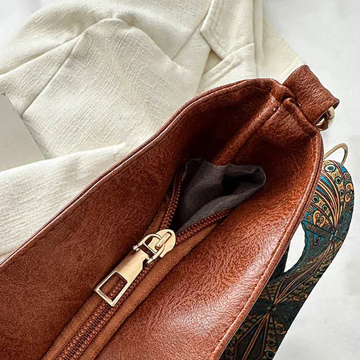 Embjørg | Classic Shoulder Bag with Adjustable Patterned Strap