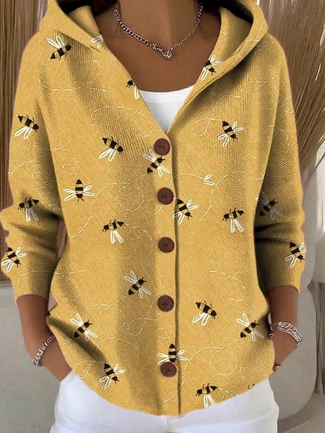 Paloma | Knit Cardigan with Hood and Printed Design