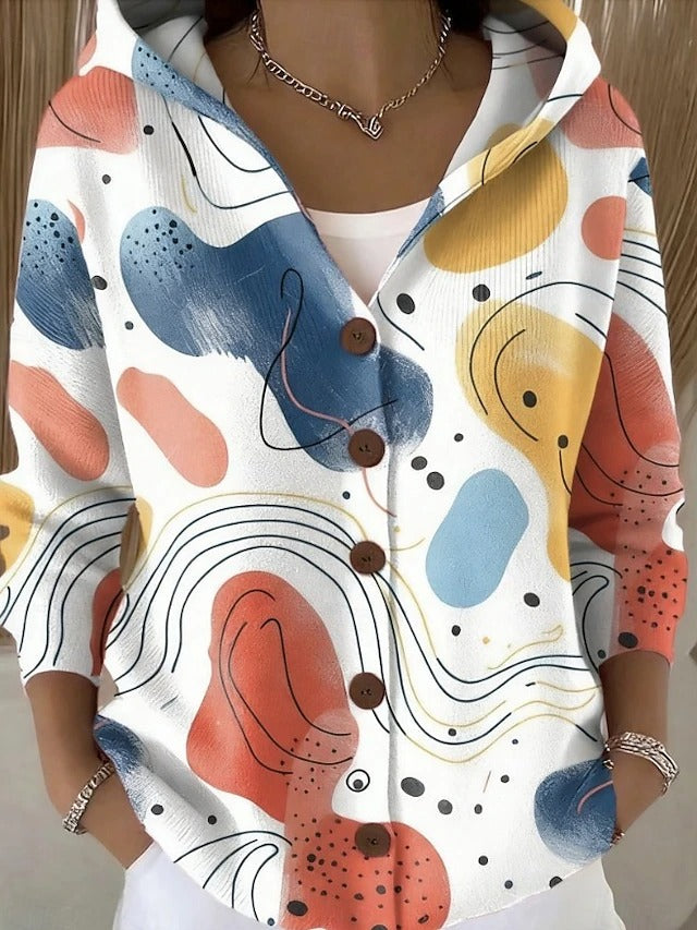 Paloma | Hooded Knit Cardigan with Print