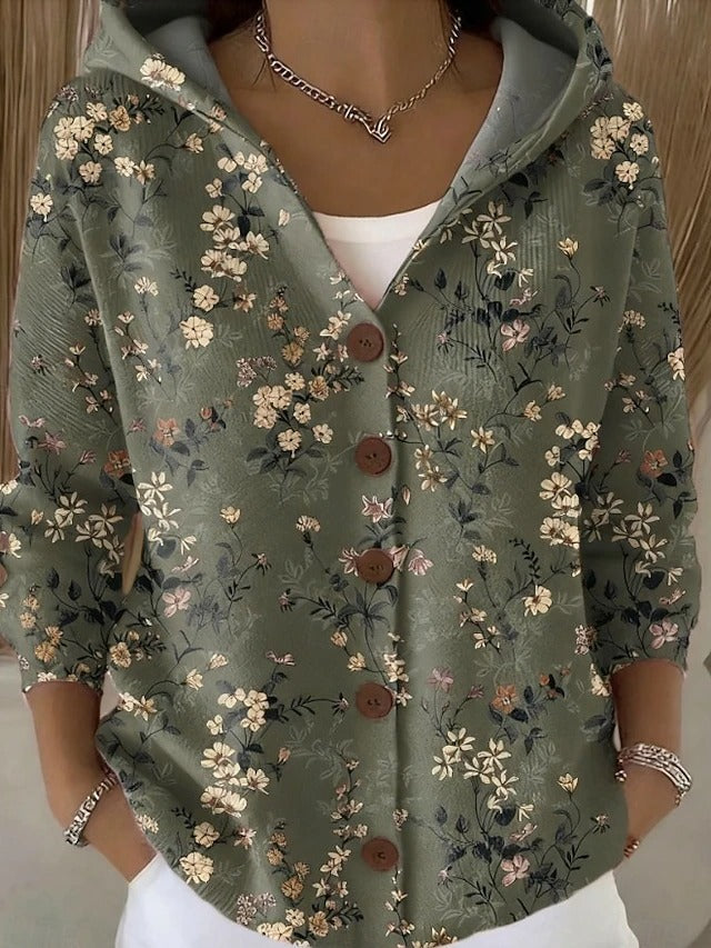 Paloma | Hooded Knit Cardigan with Print