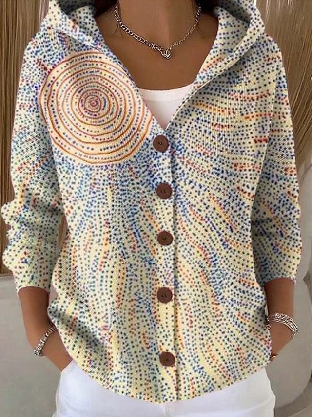 Paloma | Hooded Knit Cardigan with Print