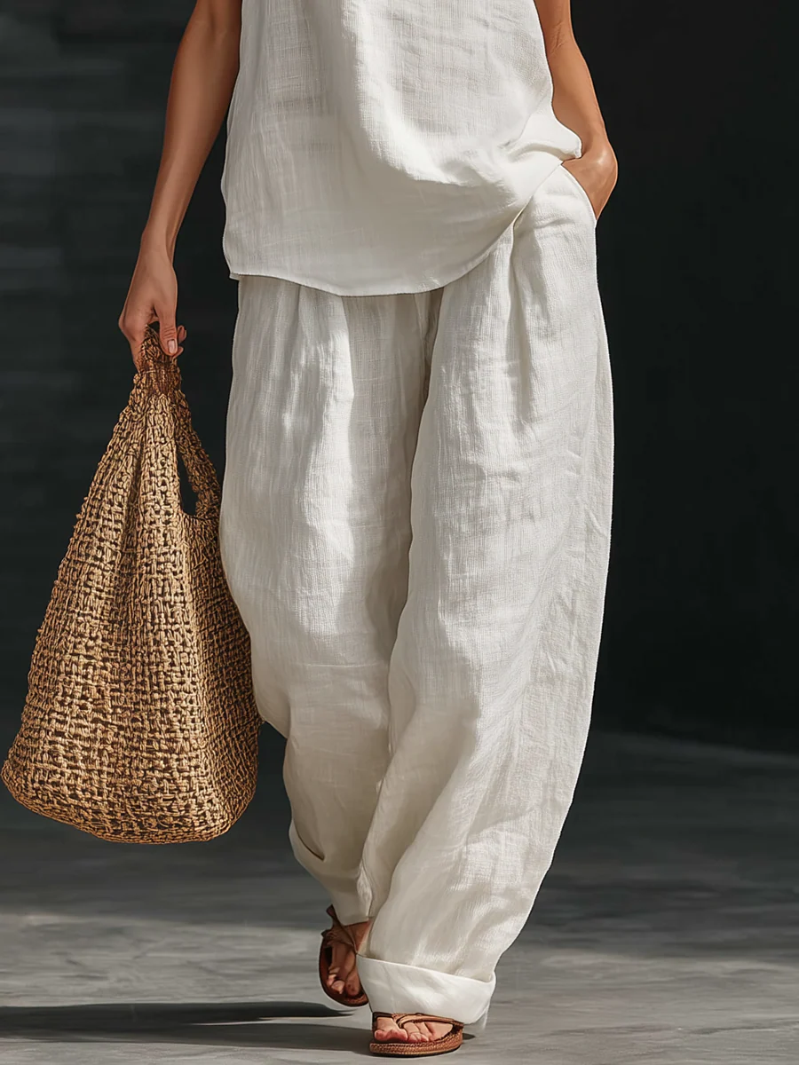 Carlotta | Elegant sleeveless set with wide pants