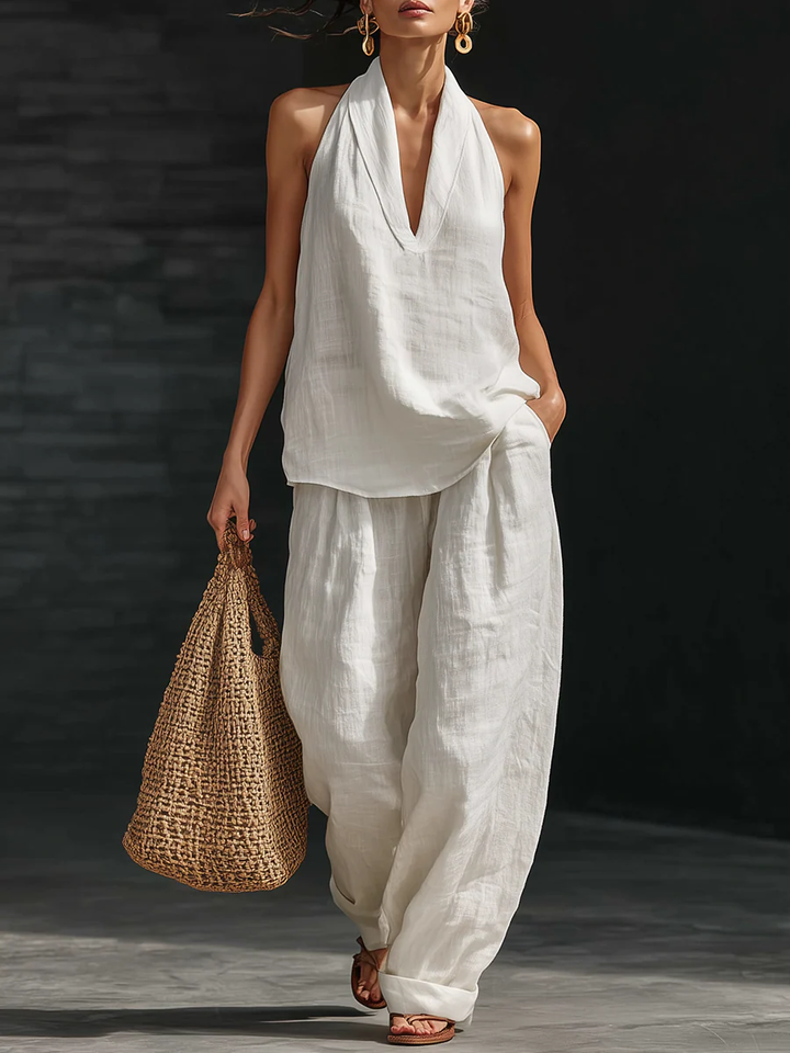 Carlotta | Elegant sleeveless set with wide pants