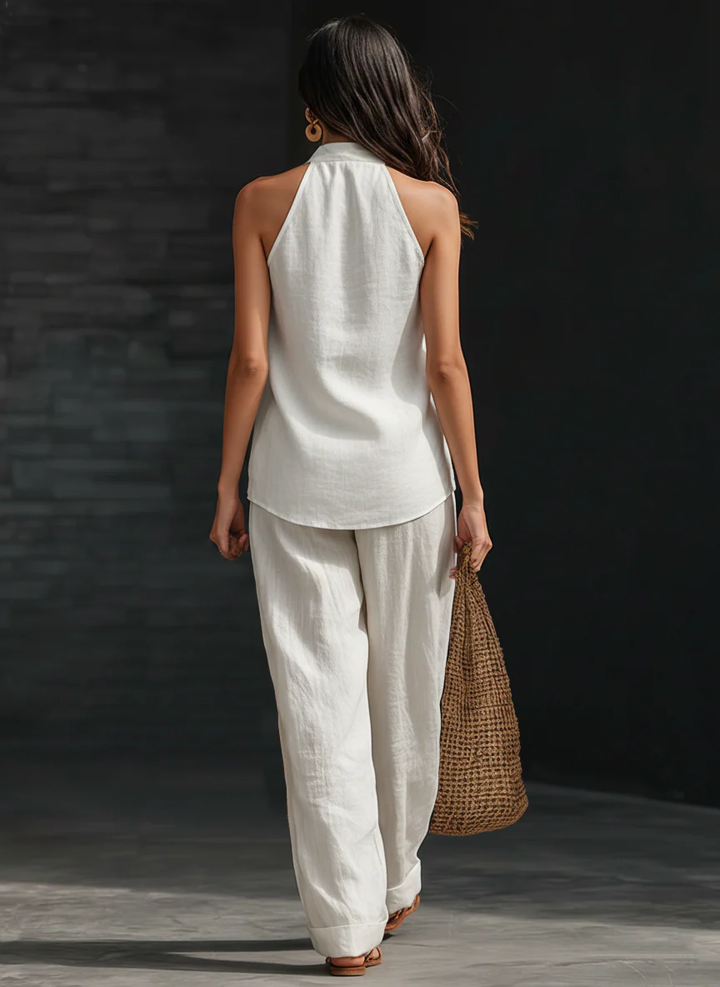 Carlotta | Elegant sleeveless set with wide pants