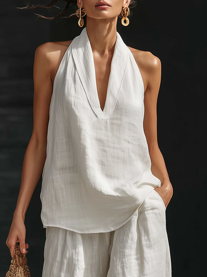Carlotta | Elegant sleeveless set with wide pants