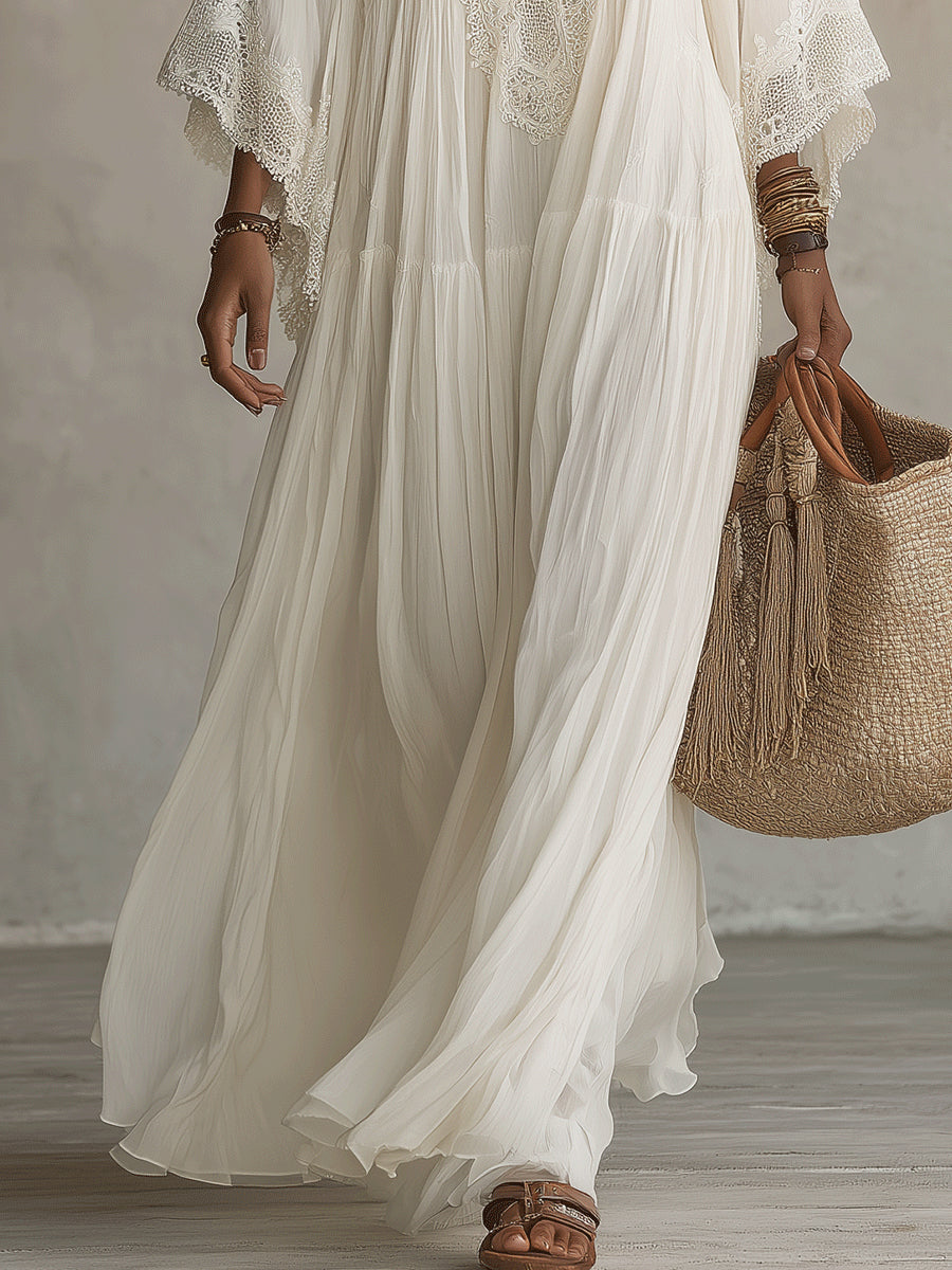 MOREAU LYON | MAXI DRESS WITH LACE FOR WOMEN