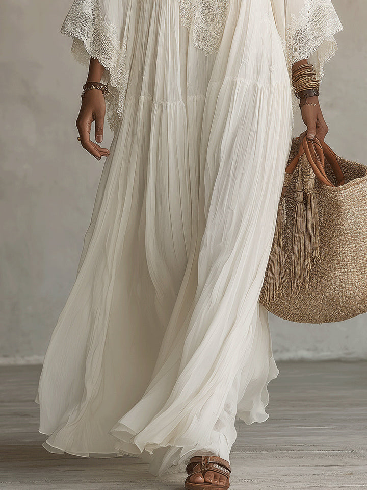 MOREAU LYON | MAXI DRESS WITH LACE FOR WOMEN