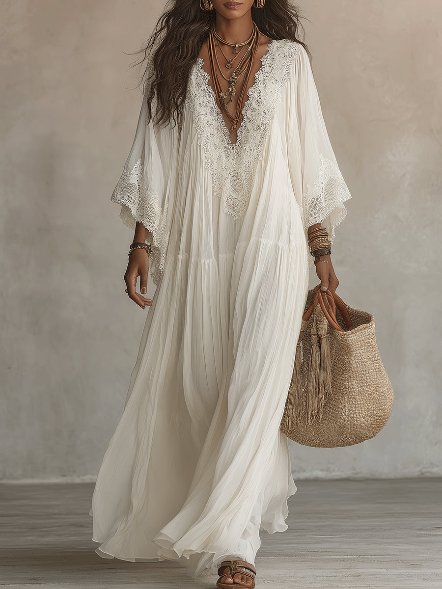 MOREAU LYON | MAXI DRESS WITH LACE FOR WOMEN