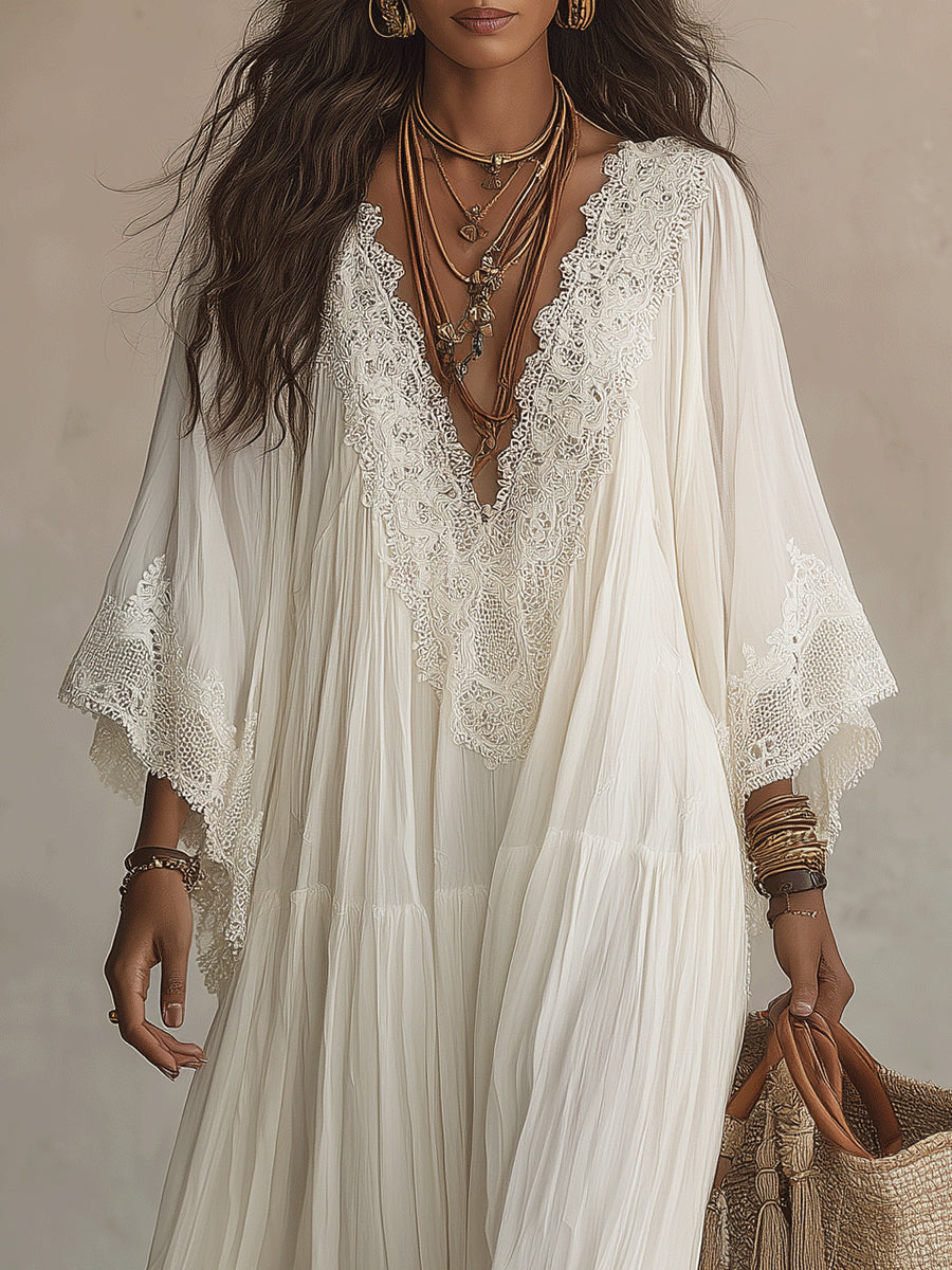 MOREAU LYON | MAXI DRESS WITH LACE FOR WOMEN