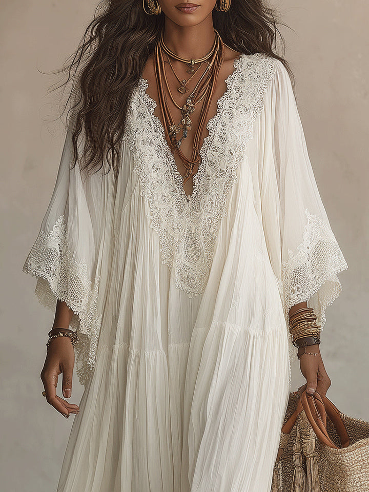 MOREAU LYON | MAXI DRESS WITH LACE FOR WOMEN
