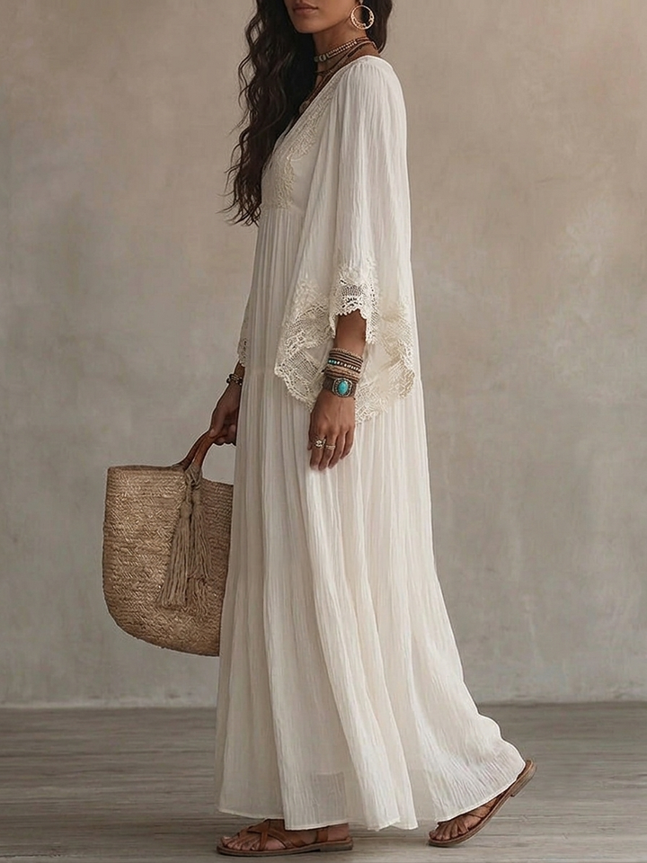 MOREAU LYON | MAXI DRESS WITH LACE FOR WOMEN
