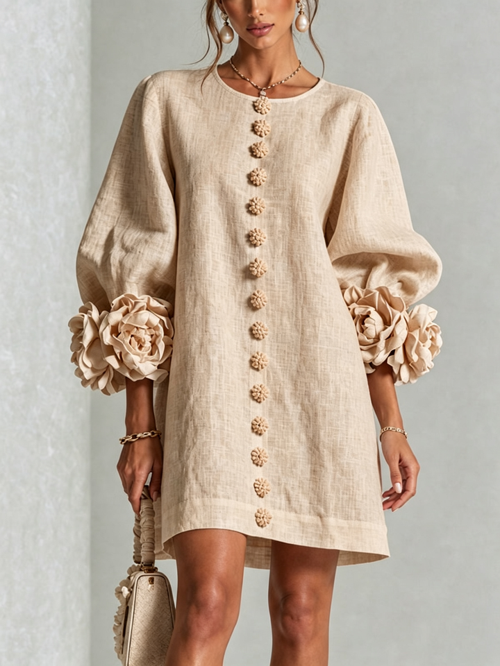 Mini Dress Floral Pattern with Buttons