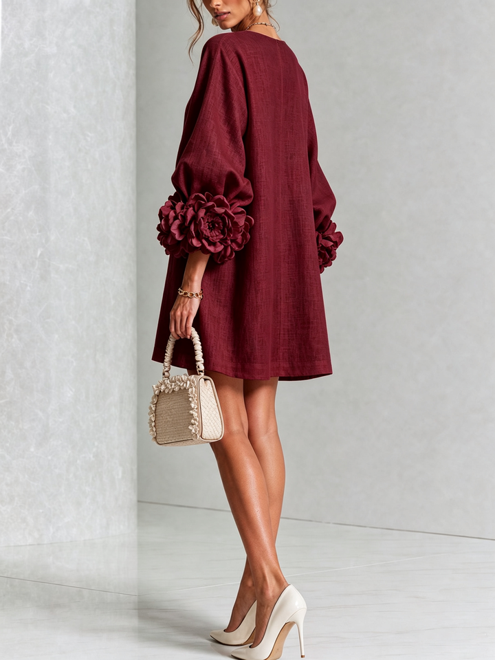 Mini Dress Floral Pattern with Buttons