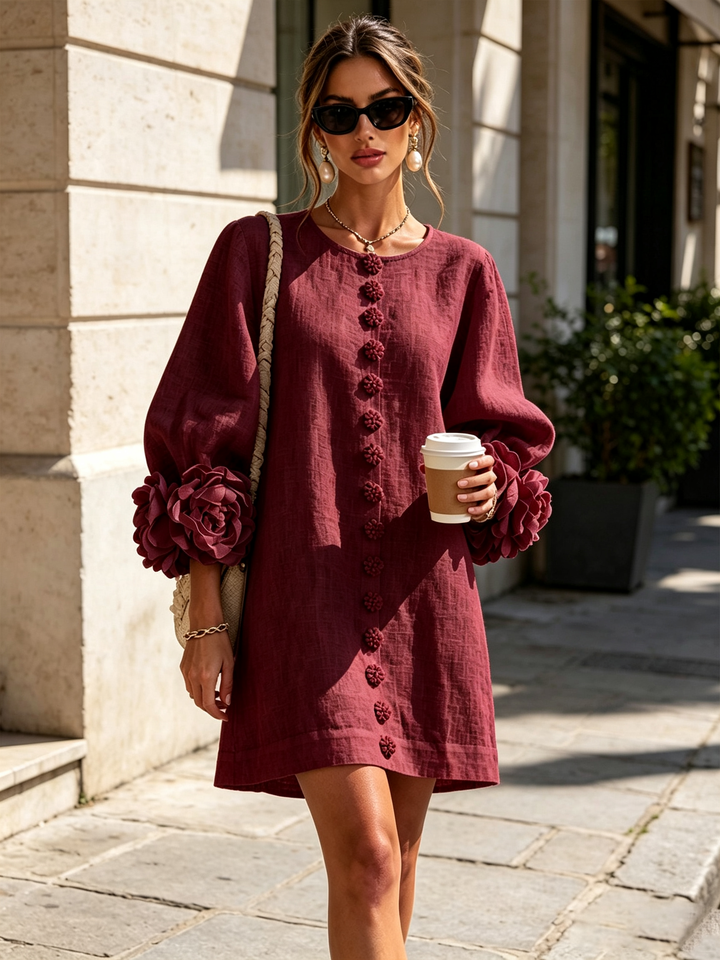 Mini Dress Floral Pattern with Buttons