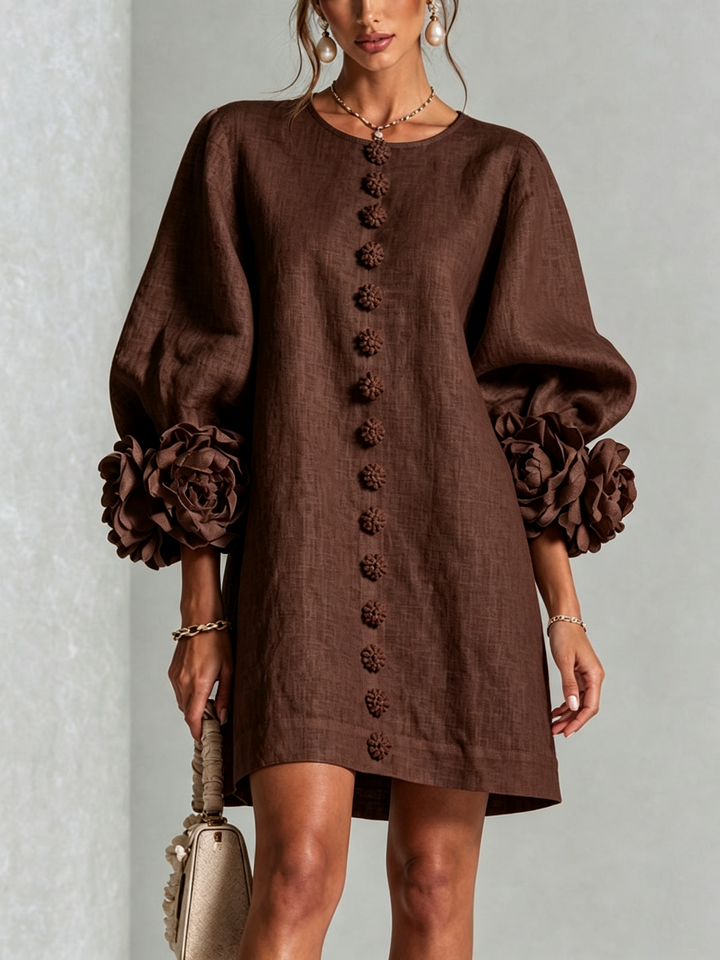 Mini Dress Floral Pattern with Buttons