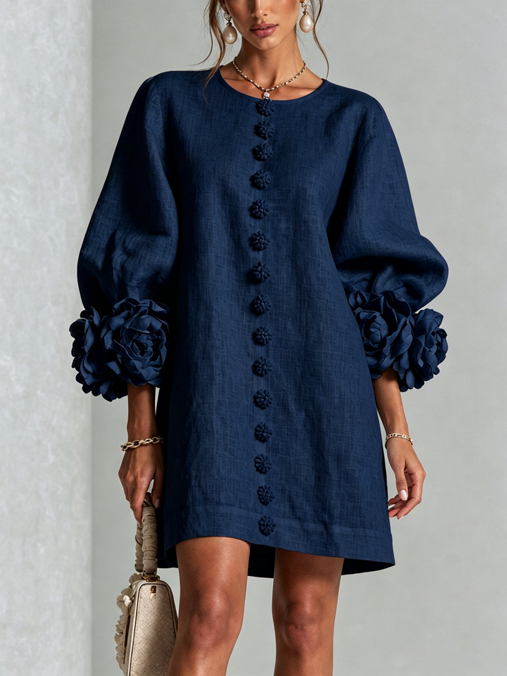 Mini Dress Floral Pattern with Buttons