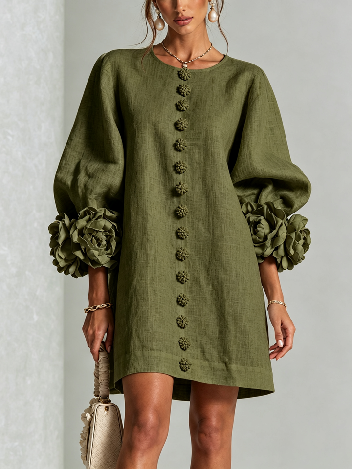 Mini Dress Floral Pattern with Buttons