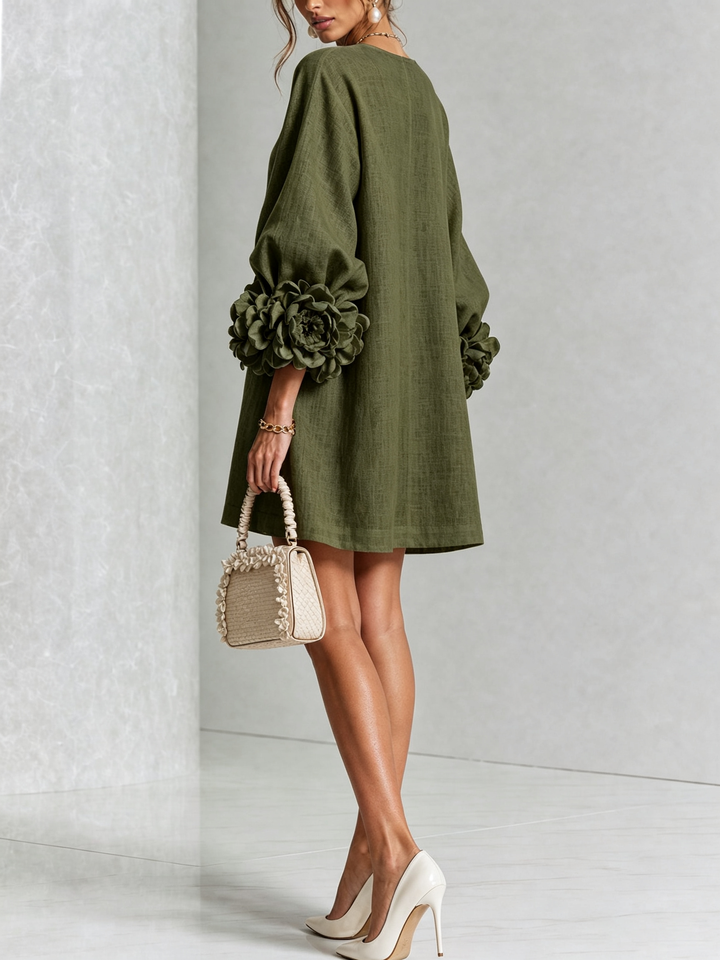 Mini Dress Floral Pattern with Buttons