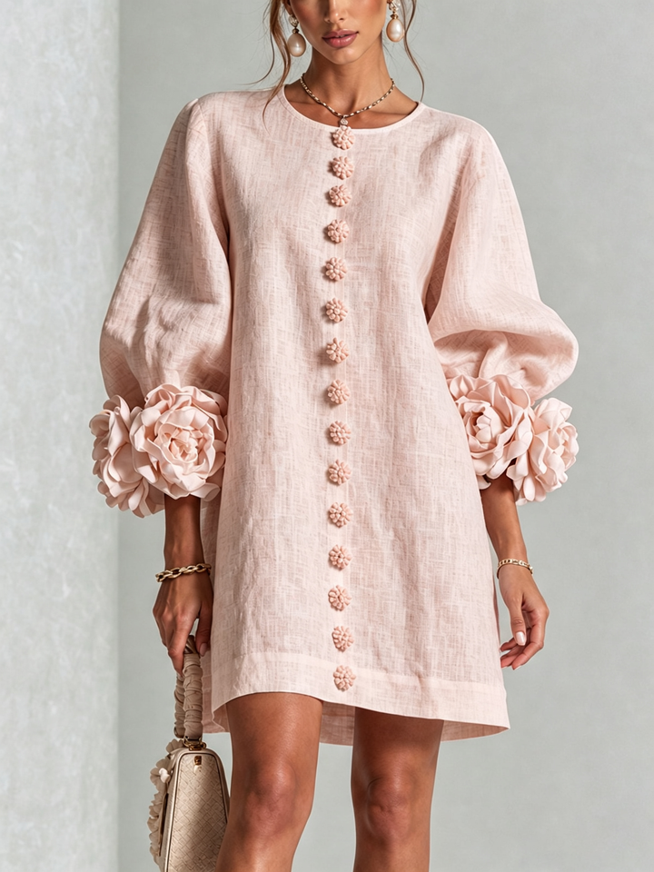 Mini Dress Floral Pattern with Buttons