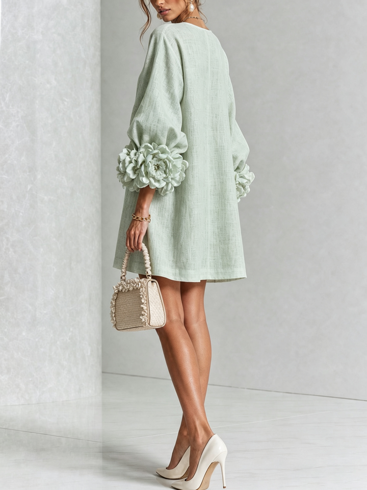 Mini Dress Floral Pattern with Buttons