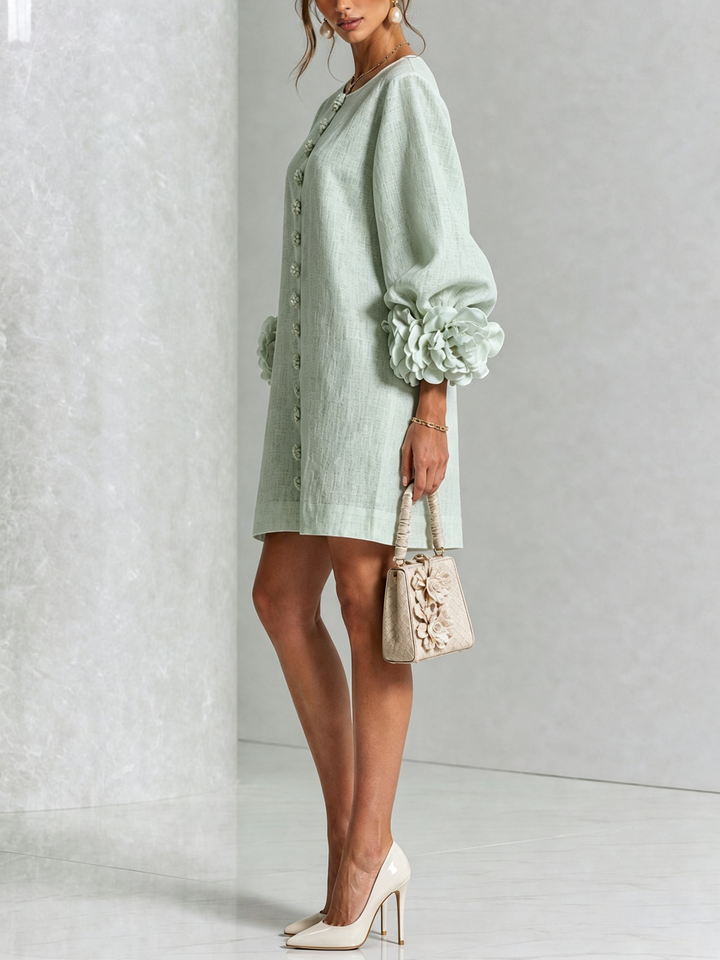 Mini Dress Floral Pattern with Buttons