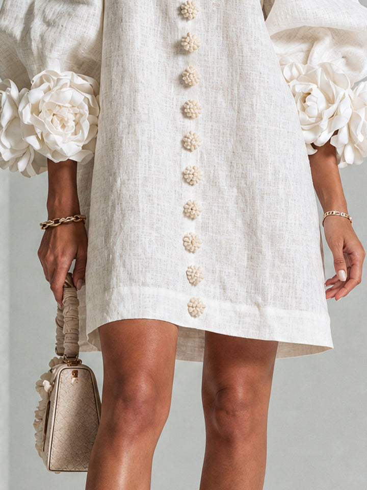 Mini Dress Floral Pattern with Buttons