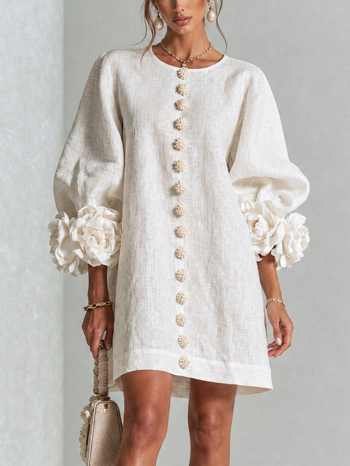 Mini Dress Floral Pattern with Buttons