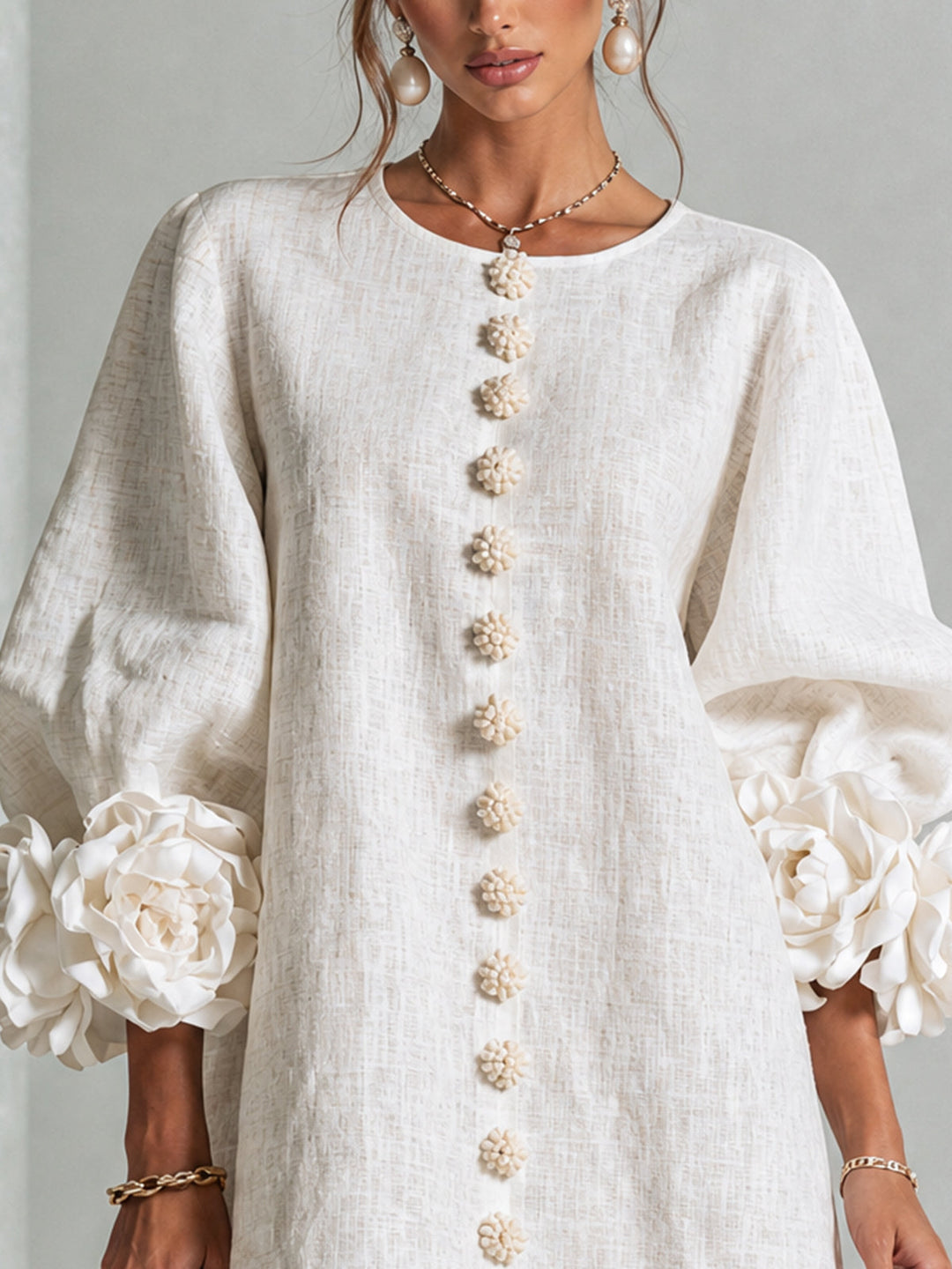 Mini Dress Floral Pattern with Buttons