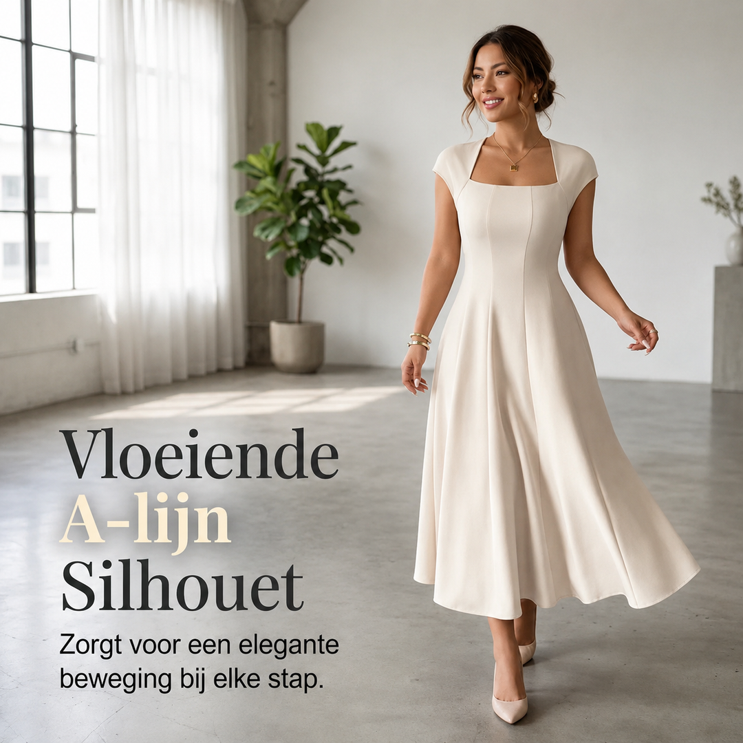 Renate™ | Classic Belly-Covering A-Line Midi Dress