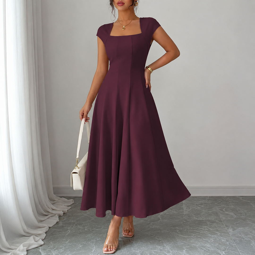 Renate™ | Classic Belly-Covering A-Line Midi Dress
