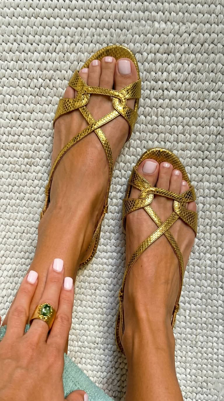 IVY | Snake Effect Slingback Sandals