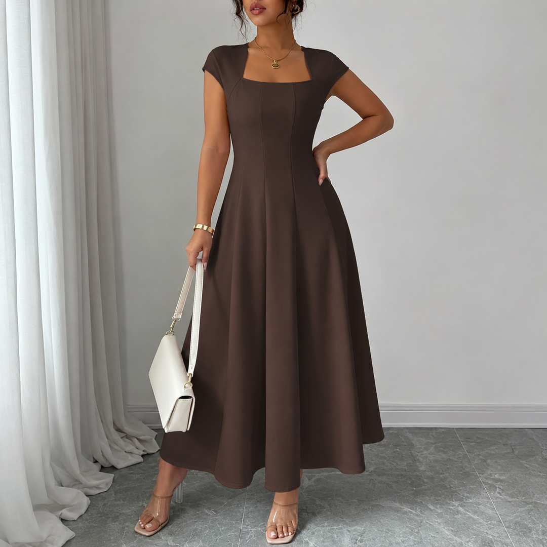 Renate™ | Classic Belly-Covering A-Line Midi Dress