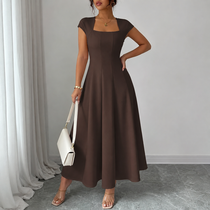 Renate™ | Classic Belly-Covering A-Line Midi Dress