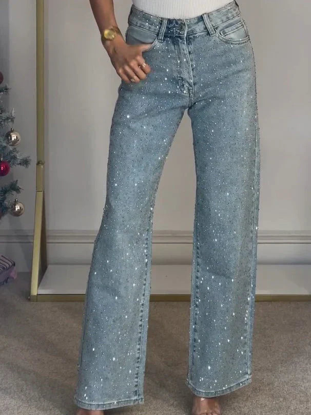 Arabella | Women's Rhinestone Wide Leg Jeans