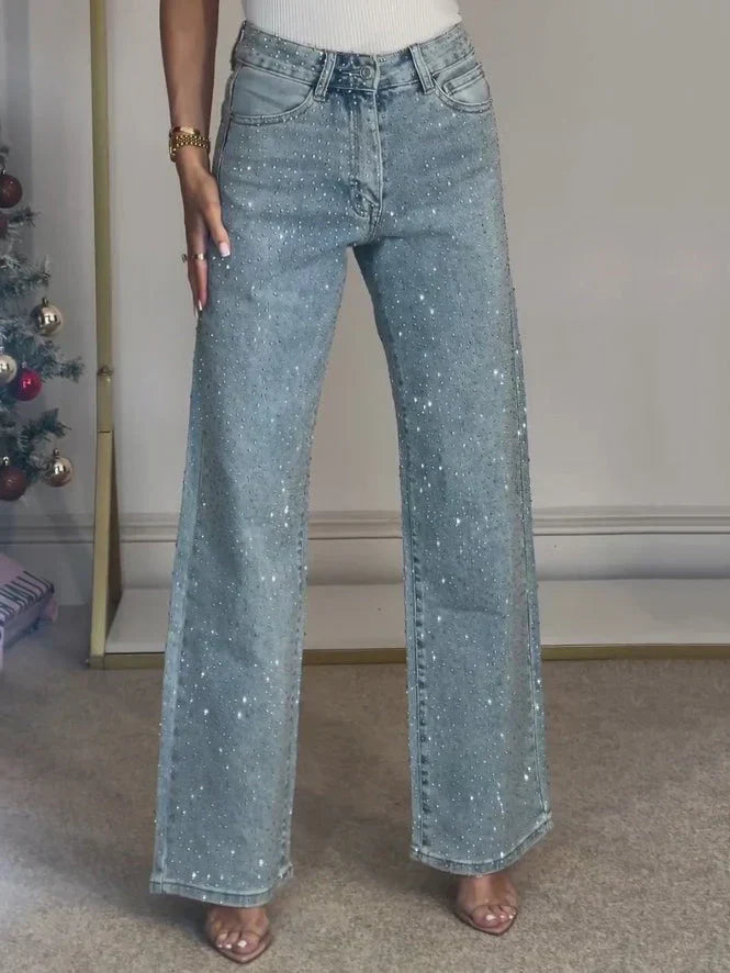 Arabella | Women's Rhinestone Wide Leg Jeans