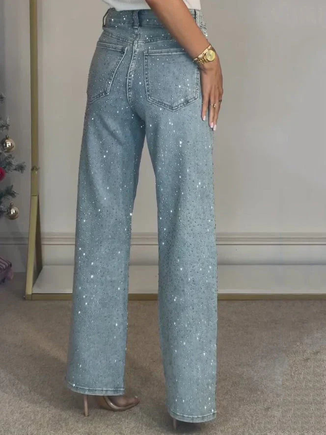 Arabella | Women's Rhinestone Wide Leg Jeans